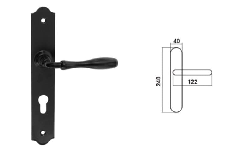 Klamka BARCZ MAZOVIA czarny długi szyld - zdjęcie 2
