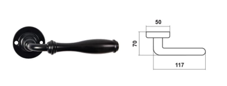 Klamka BARCZ TOULOUSE czarny szyld okrągły - zdjęcie 2