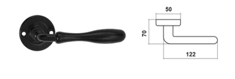 Klamka BARCZ MAZOVIA czarny szyld okrągły - zdjęcie 2