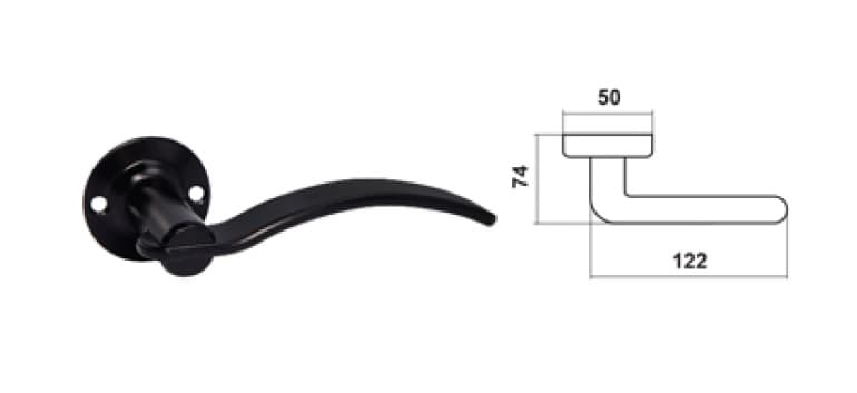 Klamka BARCZ CAMELOT czarny szyld okrągły - zdjęcie 2