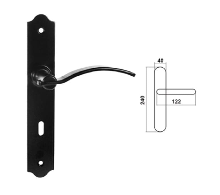 Klamka BARCZ CAMELOT czarny długi szyld - zdjęcie 2