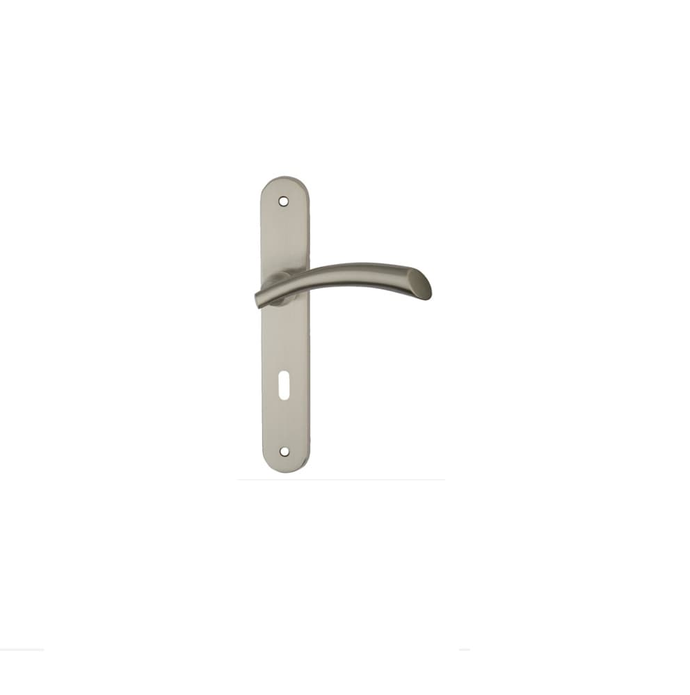 Klamka BARCZ TAMARA nikiel mat długi szyld